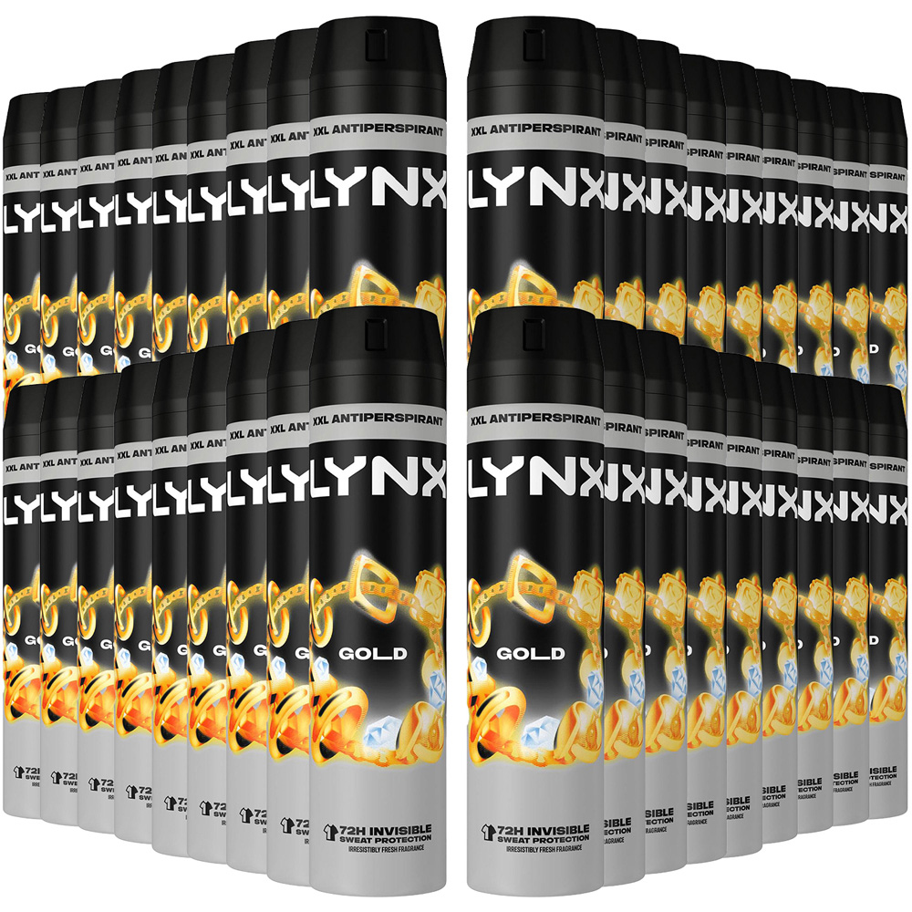 Lynx Gold 72H Protection Anti-Perspirant Anti-White Marks Deodorant Spray 250ml 36 Pack Image 1