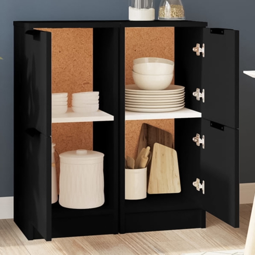 vidaXL 2 Door Black Sideboard Cabinet Set of 2 Image 1