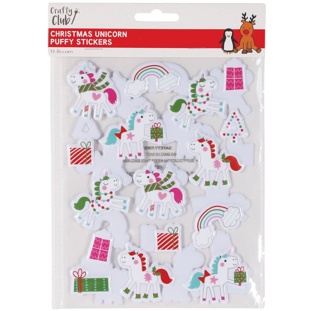 Crafty Club Christmas Unicorn Bubble Stickers Image