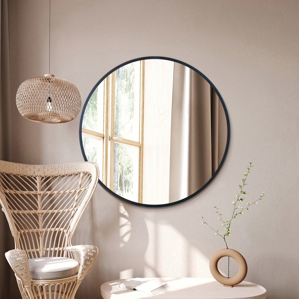 The Fenestra Black Metal Wall Mirror 100 x 100cm Image 2