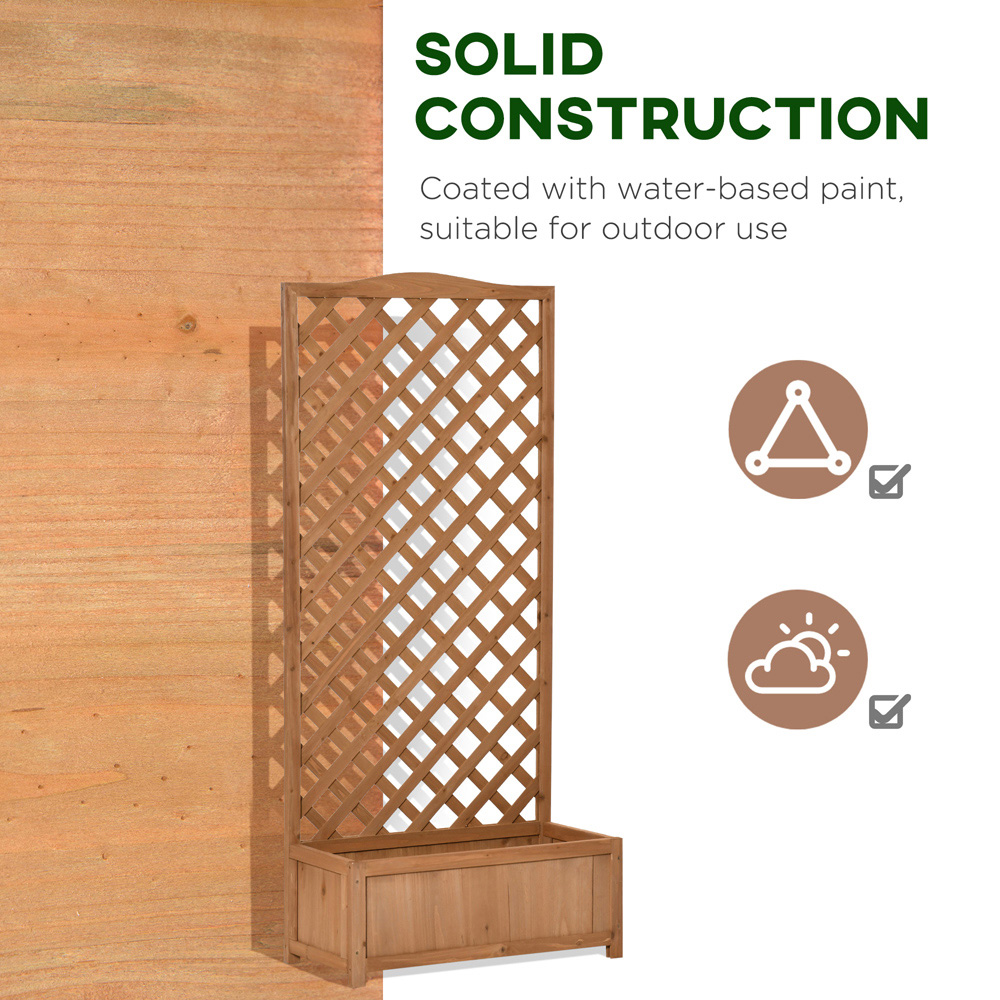 Outsunny Brown Wooden Garden Planter with Trellis 170 x 36 x 76cm Image 7