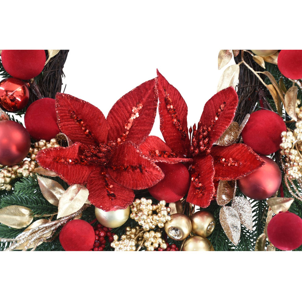 Noel Ribbon Poinsettia Wreath Image 6