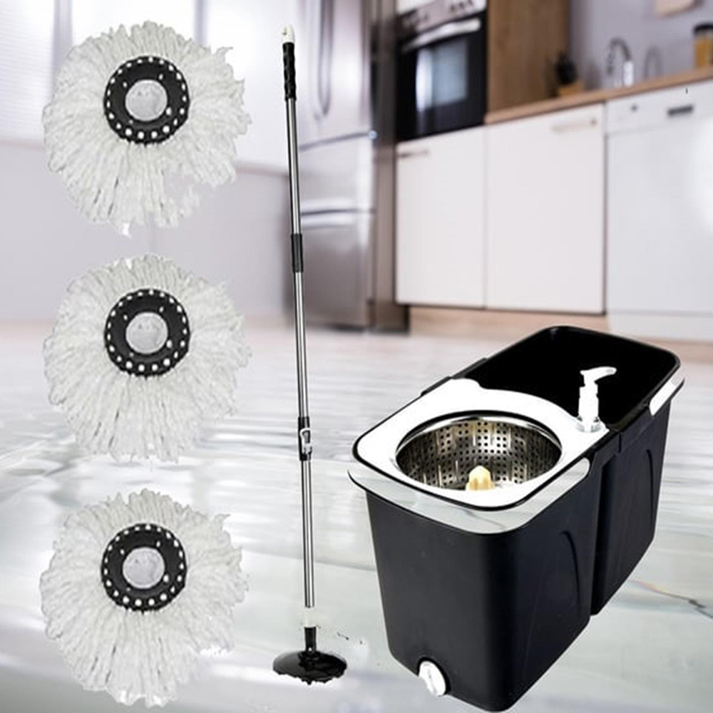Gr8 Home Black 360 Degree Rotating Dual Spin Dry Mop and Bucket Image 2