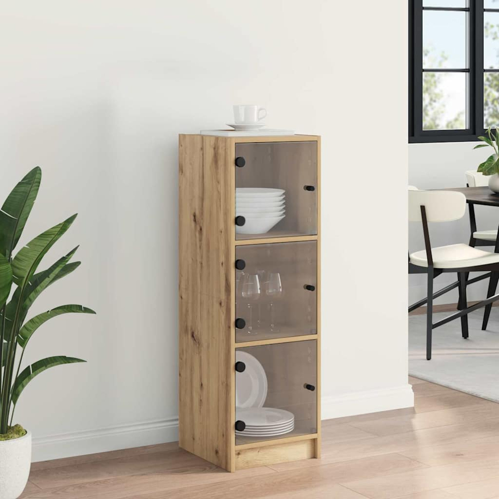 vidaXL 3 Glass Door Artisan Oak Highboard Image 9