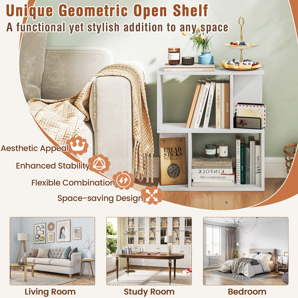 Costway 4 Shelf White Freestanding Bookshelf Image 5