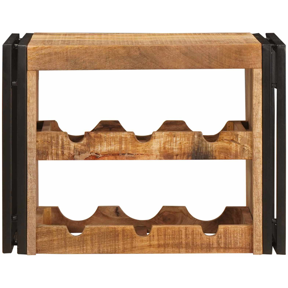 vidaXL 6 Bottle Brown Solid Rough Mango Wood Wall Mounted Wine Rack Image 2