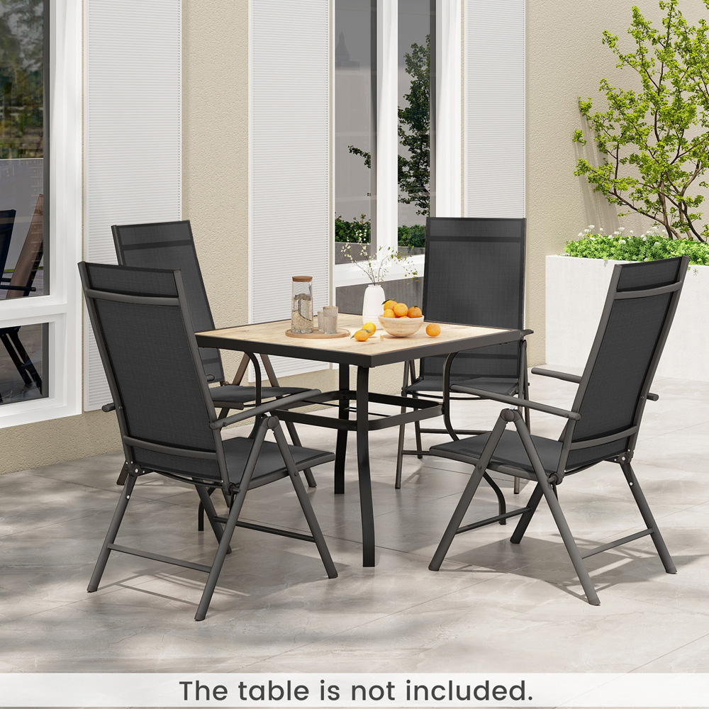 Costway Black Folding Outdoor Sling Dining Chairs with Adjustable Backrest Image 6