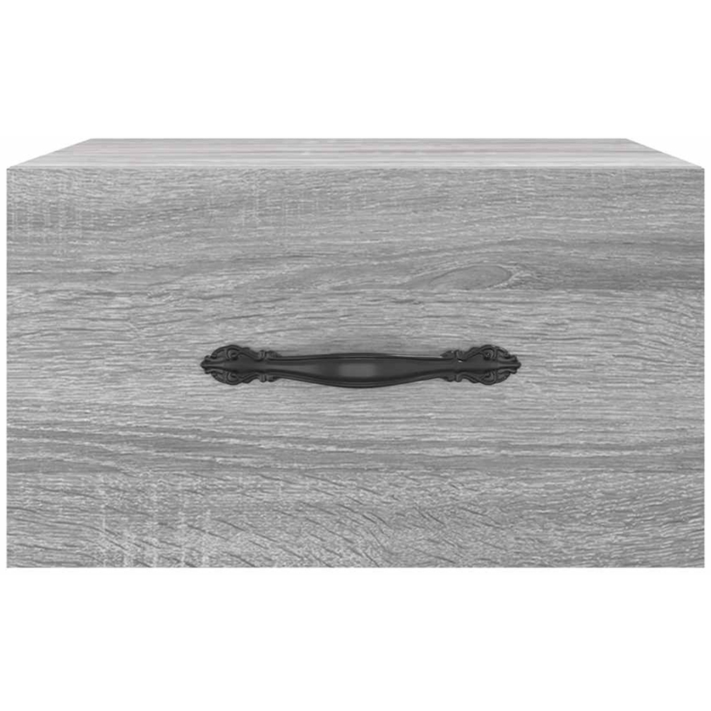 vidaXL Single Drawer Grey Sonoma Wall Mounted Bedside Cabinet with Black Handle Image 5