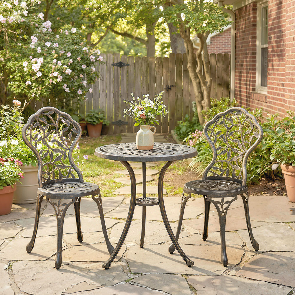 Outsunny 2 Seater Brown Aluminium Garden Bistro Set Image 3