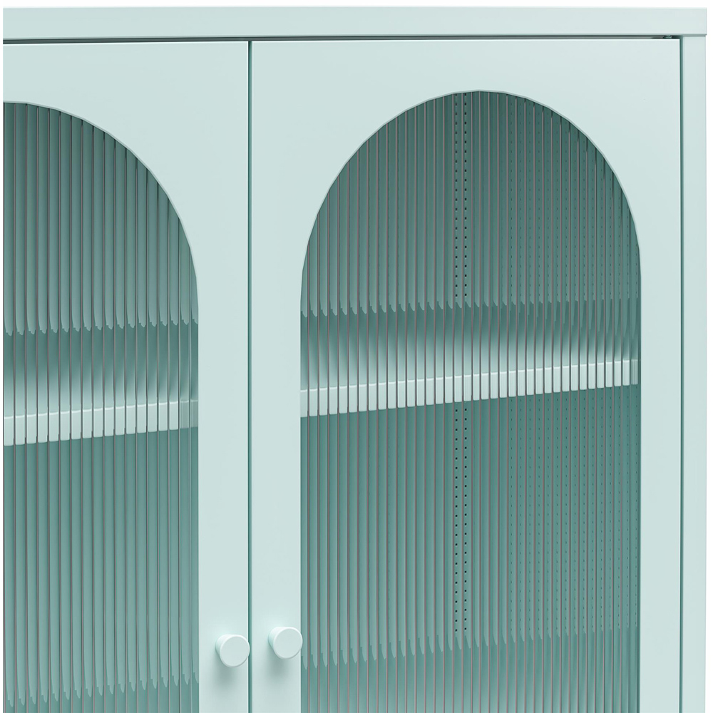 Dorel Luna 2 Door Sky Blue Fluted Glass Accent Cabinet Image 6