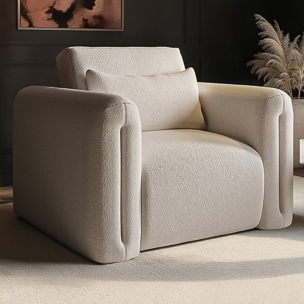 Solace+Co Mabel Beige Chenille Armchair Image 1