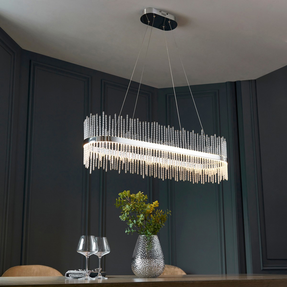 Merano Trapani Clear Glass Chrome Plate Bar Pendant Light Image 7