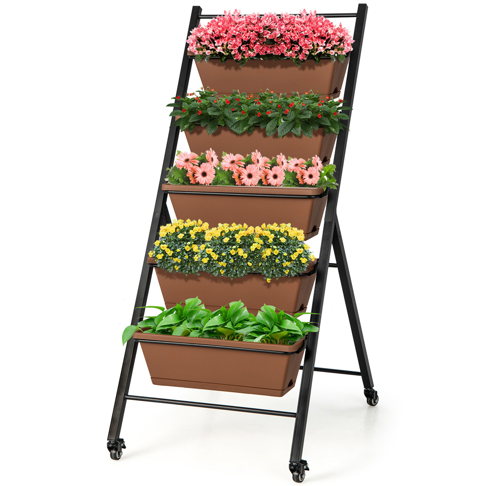 Costway 5 Layer Vertical Raised Garden Bed with Wheels and Detachable Boxes Image 3