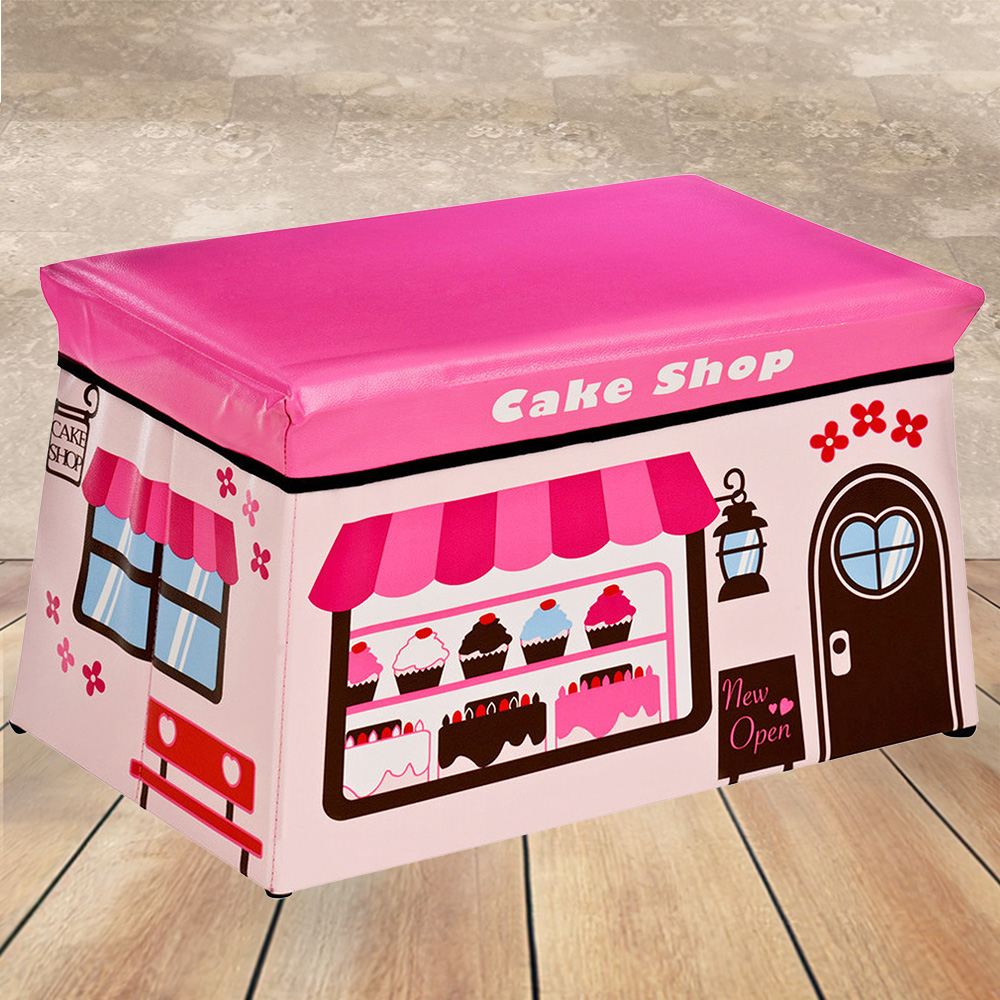 Premier Housewares Pink Cake Shop Storage Box and Seat Image 1