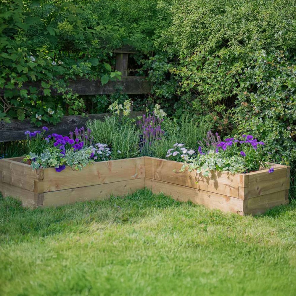 Forest Garden Timber Outdoor Caledonian Corner Raised Planter Bed Image 3