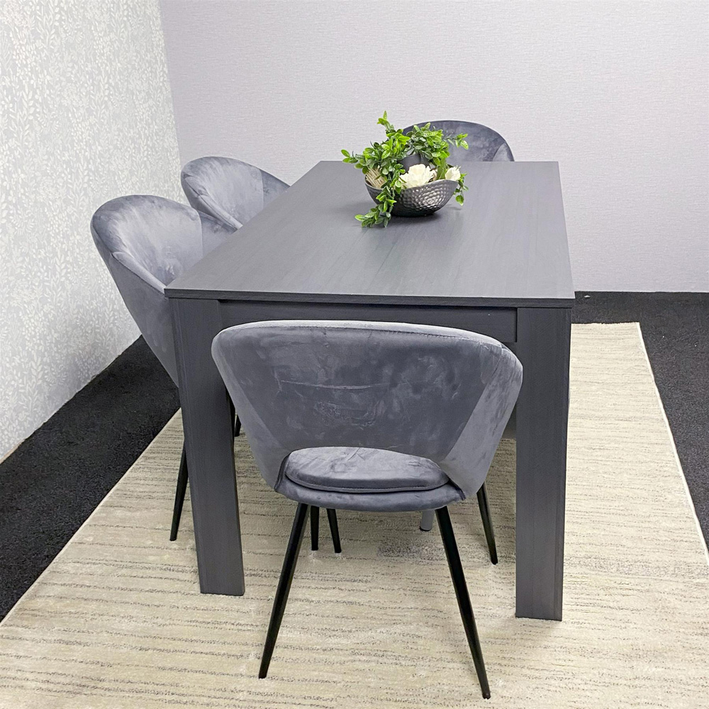 Kosy Koala Arrow Bex 5 Seater Dining Set with Bench Dark Grey and Grey Velvet Image 7