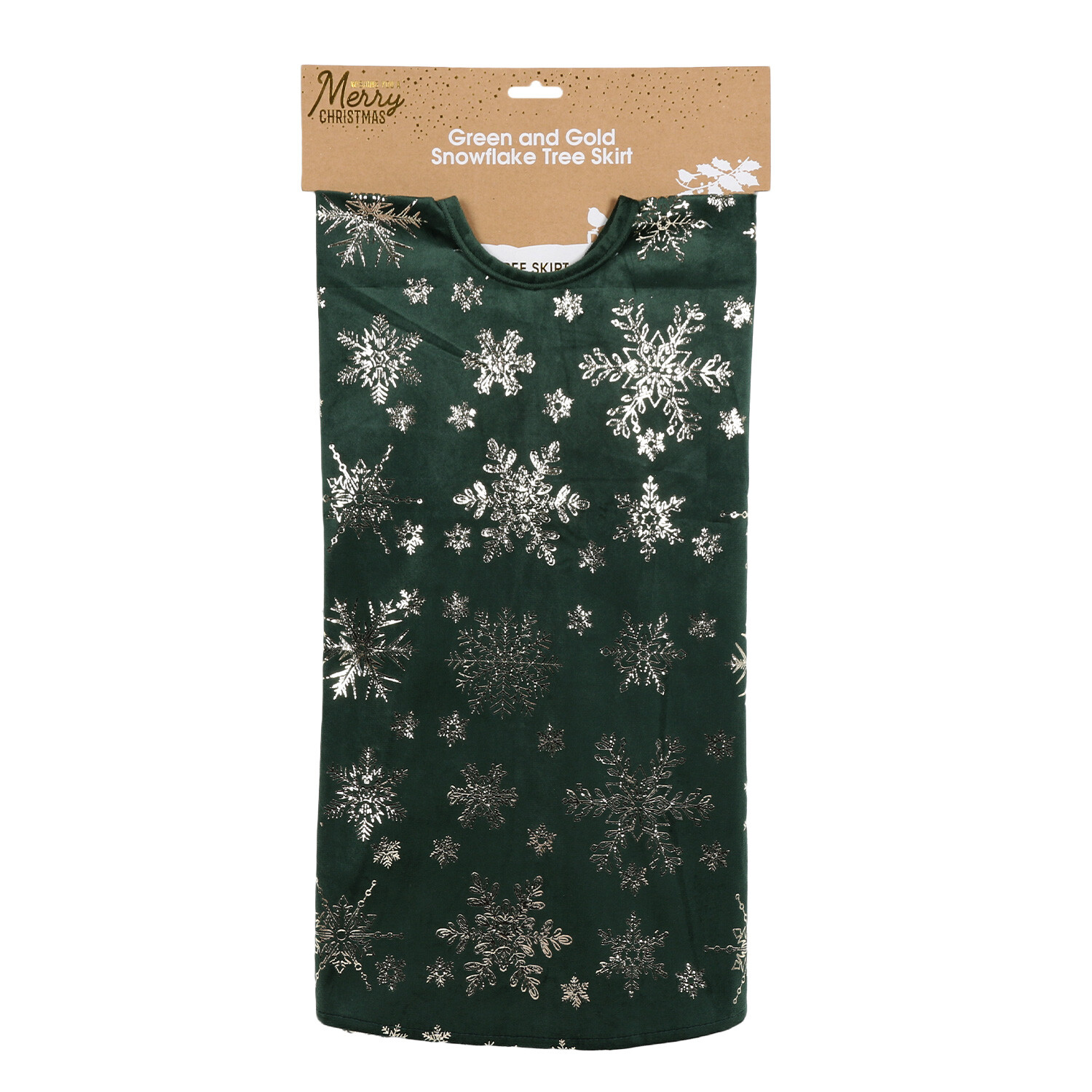 Green and Gold Snowflake Tree Skirt - Green Image