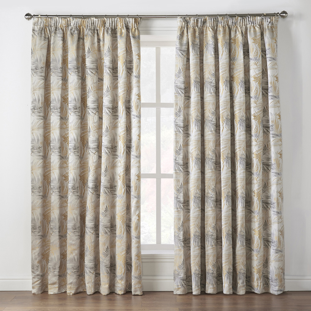 Alan Symonds Fiji Ochre Pencil Pleated Curtains 117 x 228cm Image 1