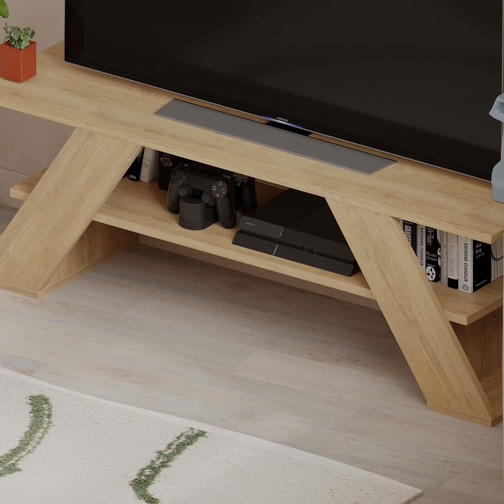 Decortie Farfalla Single Shelf Oak Modern TV Unit Image 3
