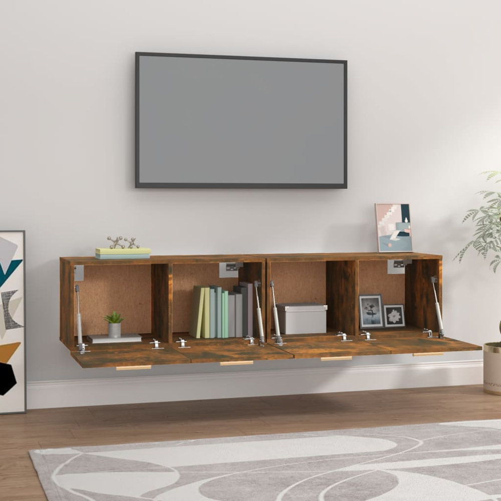 vidaXL 2 Door Smoked Oak Wall Cabinet Set of 2 Image 5