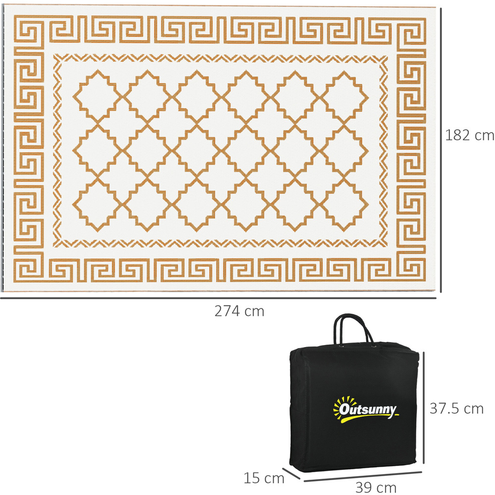 Outsunny Brown and Cream Reversible Outdoor Mat 182 x 274cm Image 7