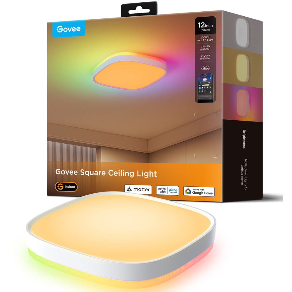 Govee 1S RGBWW and RGBIC Square Smart LED Ceiling Light 12 inch Image 2