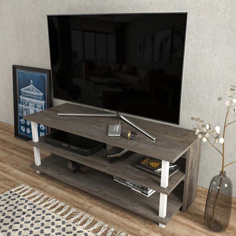 Decorotika Pueblo 4 Shelf White Wenge TV Stand for 55 inch TV Image 6