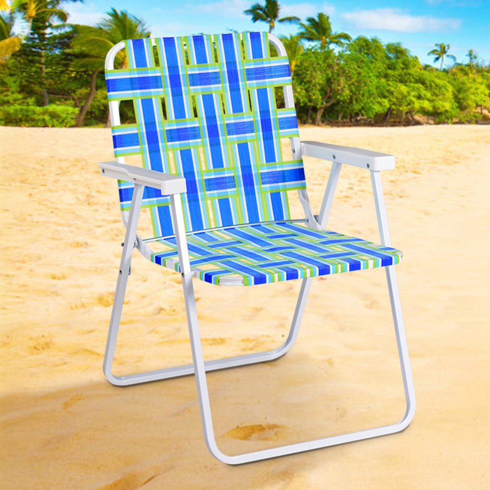 Costway Set of 6 Blue Folding Beach Chair Image 1
