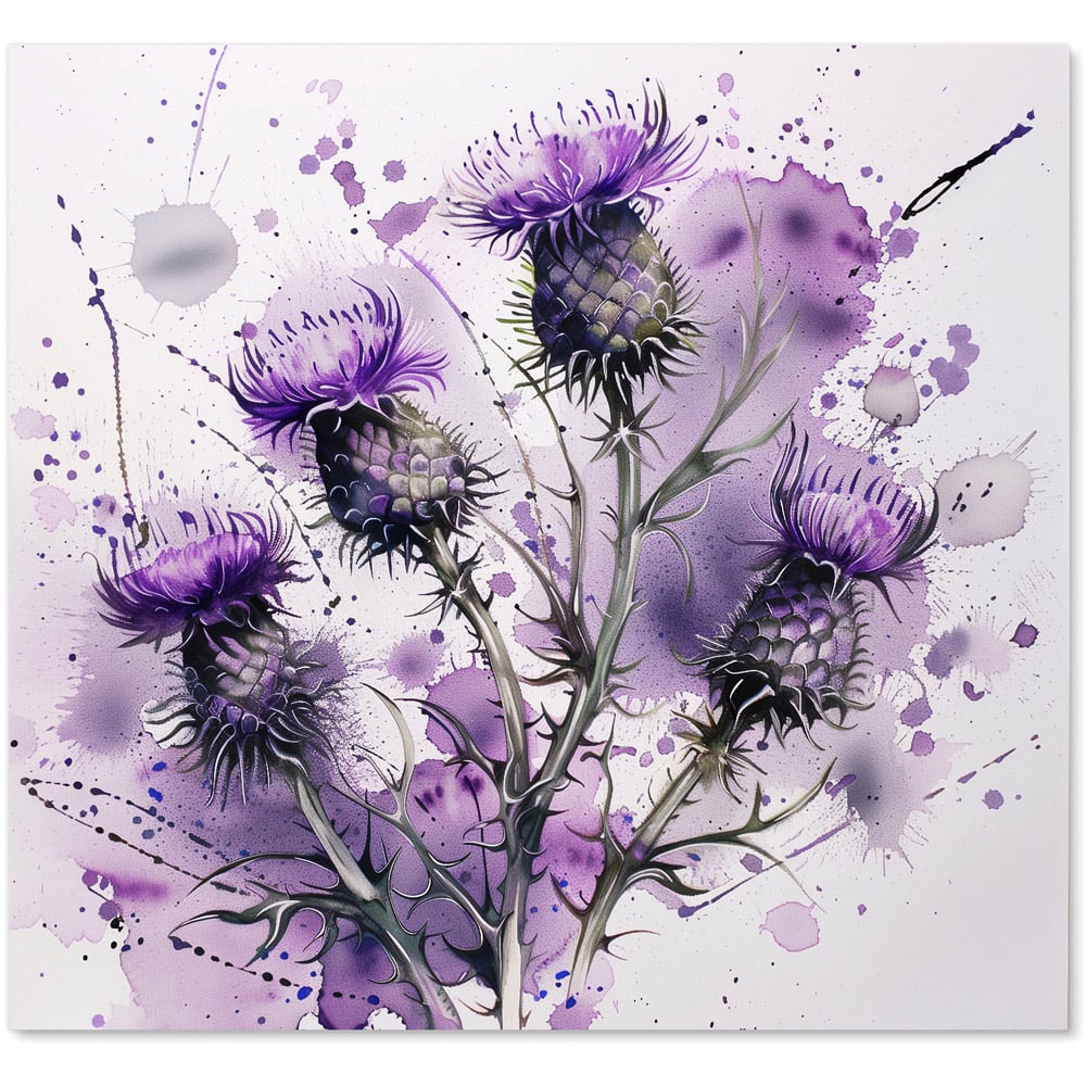 Warren Reed Designer Vibrant Scottish Thistle Art Glass Kitchen Splashback 65 x 70cm Image 2