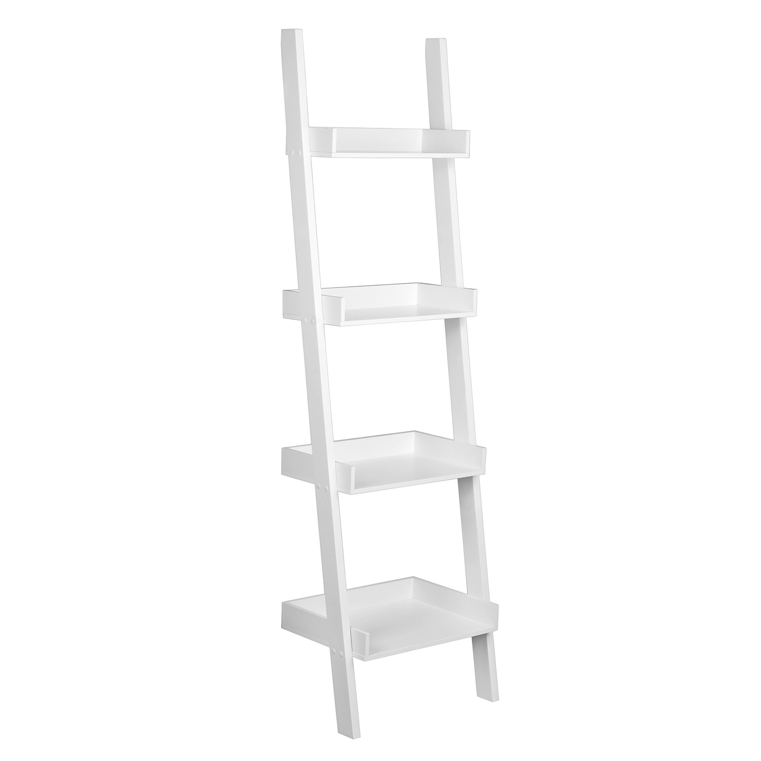 4 Shelf White Ladder Bookcase Shelf Image 2