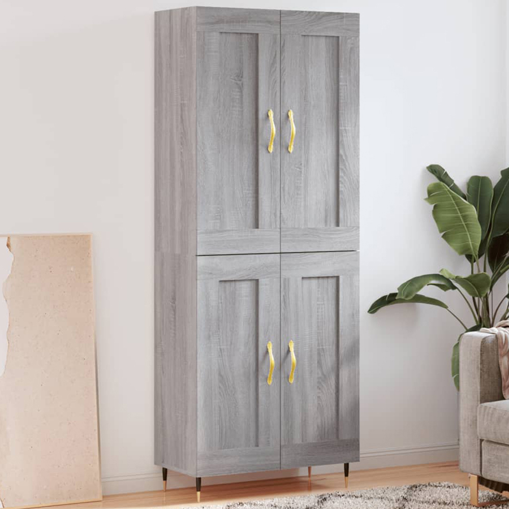 vidaXL 4 Door Grey Sonoma Highboard Image 1