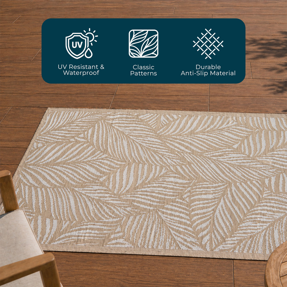 Jack Stonehouse Beige Leaf Waterproof Anti-Slip Outdoor Rug 120 x 180cm Image 3