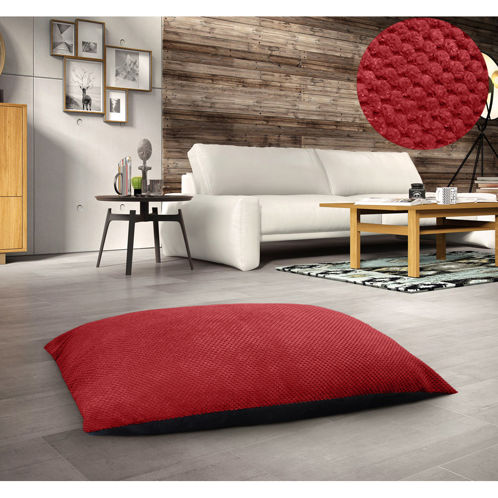 Petwinks Red Honeycomb Pattern Plush Soft Non-Slip Floor Cushion 58 x 85cm Image 2