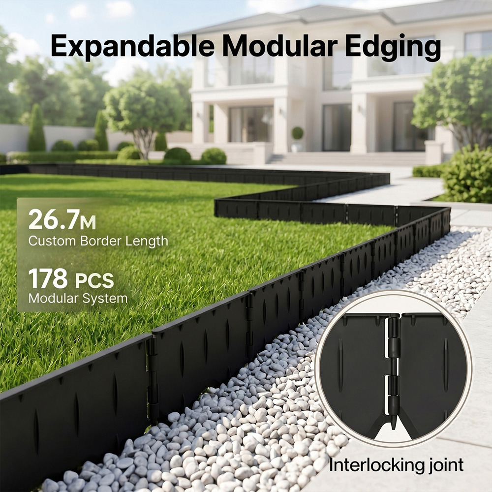 Spector Lambu 178 Piece Black Garden Border Lawn Edging Set Image 6