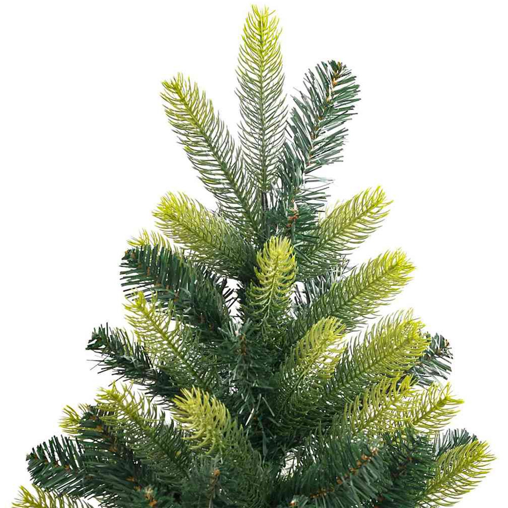 vidaXL Pre-Lit Black Baubles Green Artificial Hinged Christmas Tree 6ft Image 7