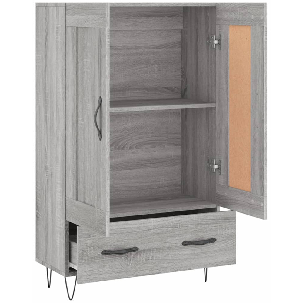 vidaXL 2 Door Single Drawer Grey Sonoma Highboard with Metal Legs Image 6