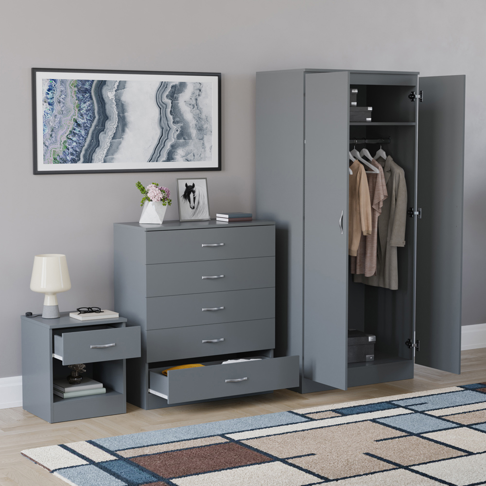 VIDA DESIGNS Riano Grey 3 Piece Bedroom Furniture Set Image 5