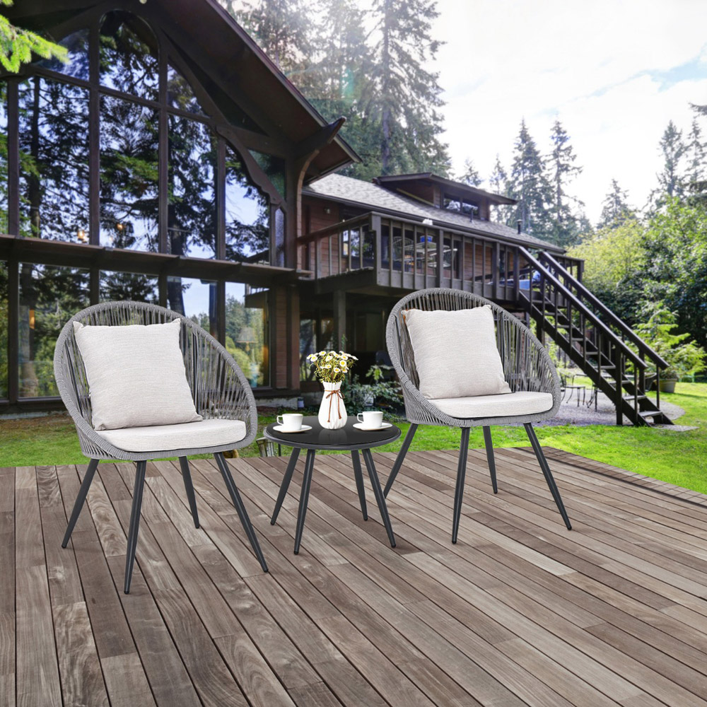 Costway 2 Seater Grey Patio Set Image 4