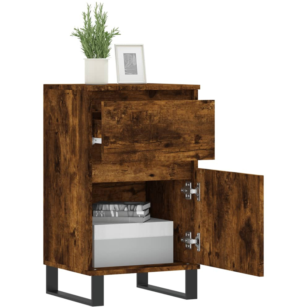 vidaXL Single Door Single Drawer Smoked Oak Sideboard Image 4