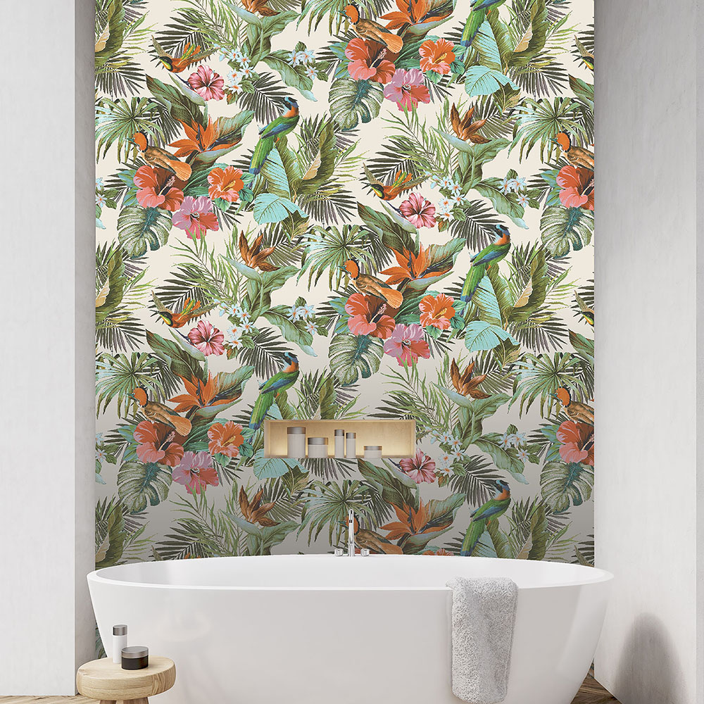 Rasch Paradise Birds Cream and Multicolour Wallpaper Image 4