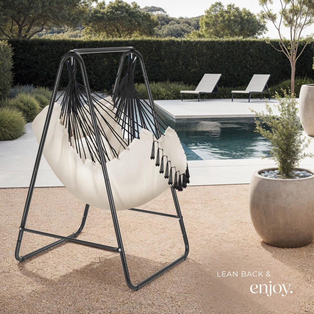 tectake Alison Beige Swing Chair with 3 Thick Pillow Image 8