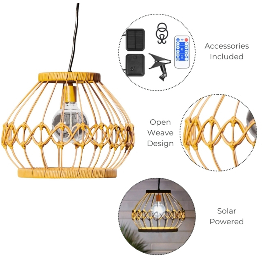 Teamson Home Open Weave Lantern Patio Solar Pendant Light Image 3
