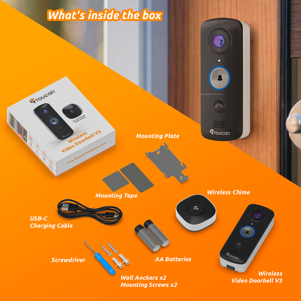 Toucan V3 Wireless Video Doorbell with S4 Security Camera Image 8