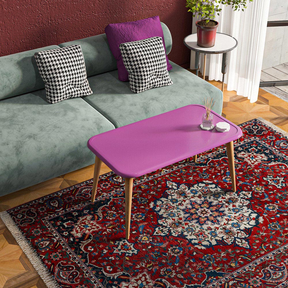 Decorotika Bohemia Murdum Coffee Table with Solid Wood Legs Image 5