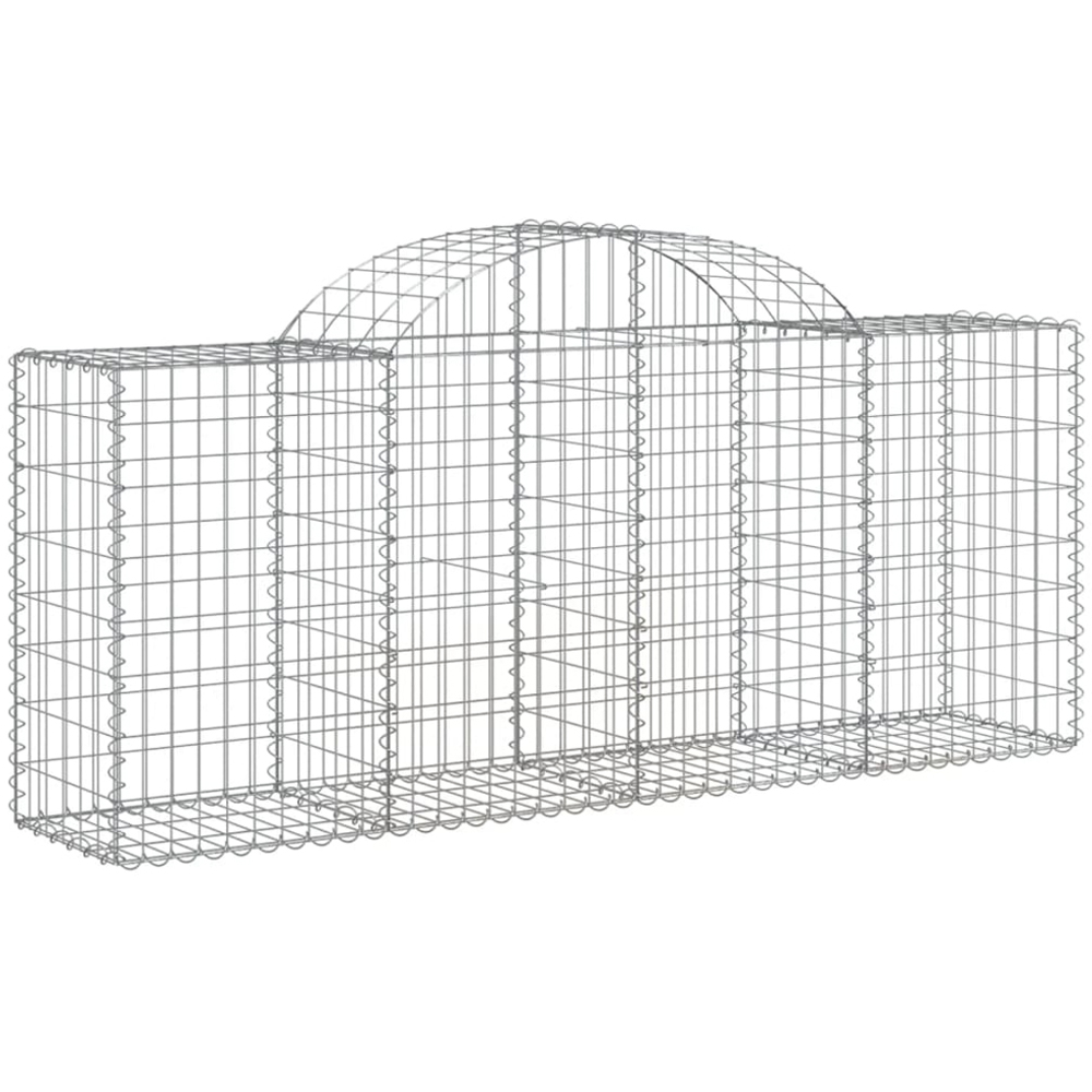 vidaXL Silver Galvanised Iron Arched Gabion Basket 200 x 50 x 80/100cm 12 Pack Image 1