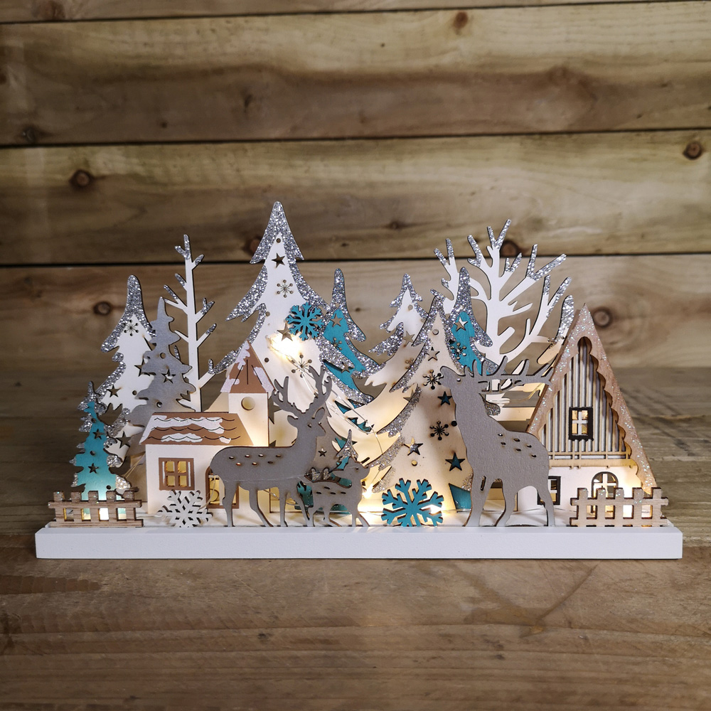 Samuel Alexander LED Wooden Reindeer Scene Silhouette Christmas Decoration Image 2