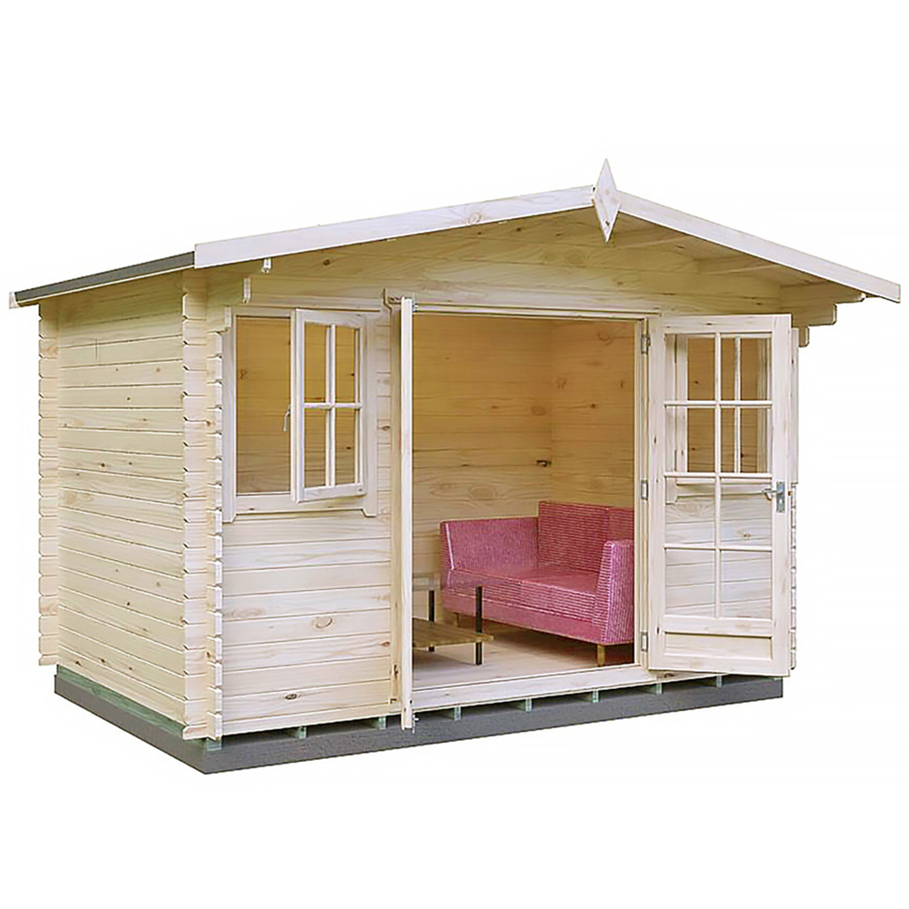 Shire Clipstone 12 x 10ft Double Door Pressure Treated Wooden Log Cabin Image 1