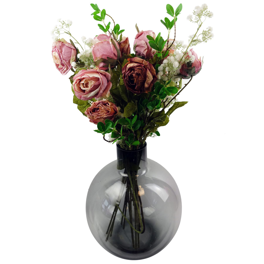 Leaf Dark Pink Rose Artificial Stem 70cm 6 Pack Image 5