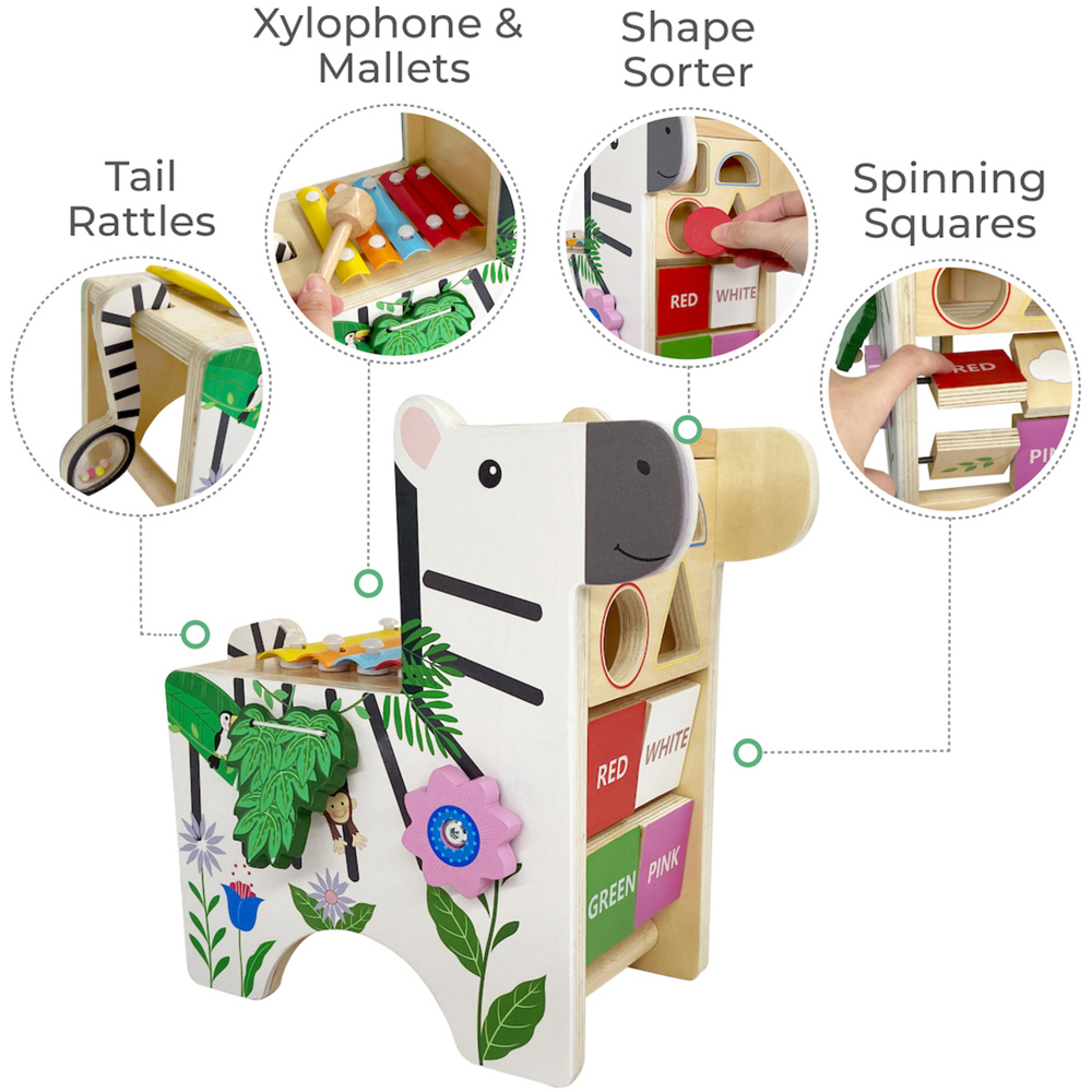 Teamson Kids Preschool Zebra Wooden Activity Play Centre with Xylophone Image 7