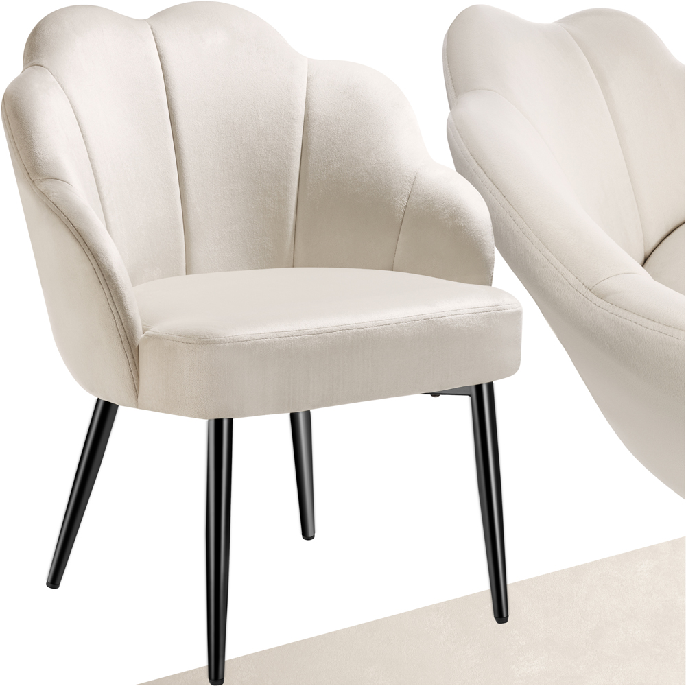 tectake Hellen Cream and Black Velvet Accent Chair Image 2